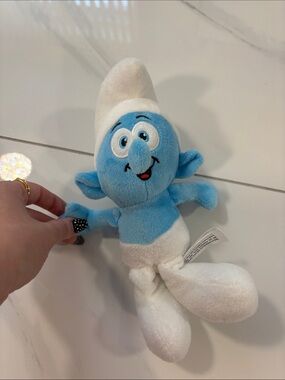 Blue & White Smurf Plush Stuffed Toy - Soft Cuddly Character
